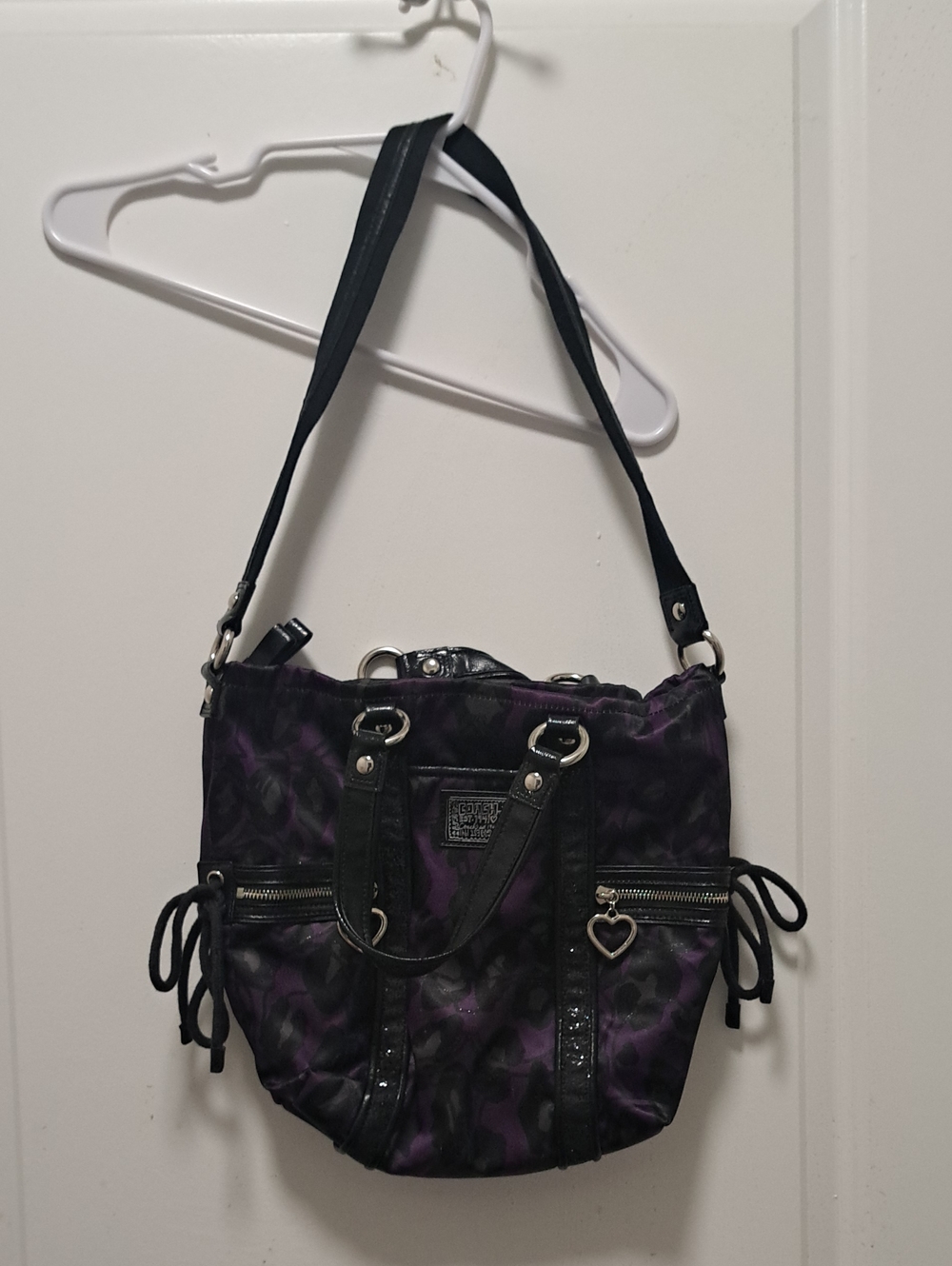 Purple Animal Print Coach Shoulder Bag w